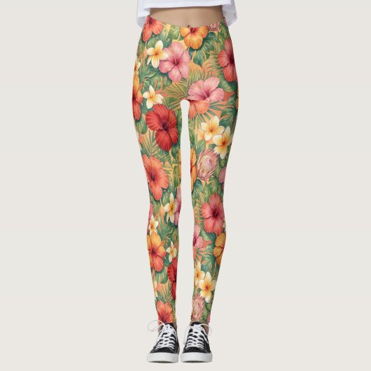 Hawaii aloha decorative flowers pattern leggings (Vorderseite)