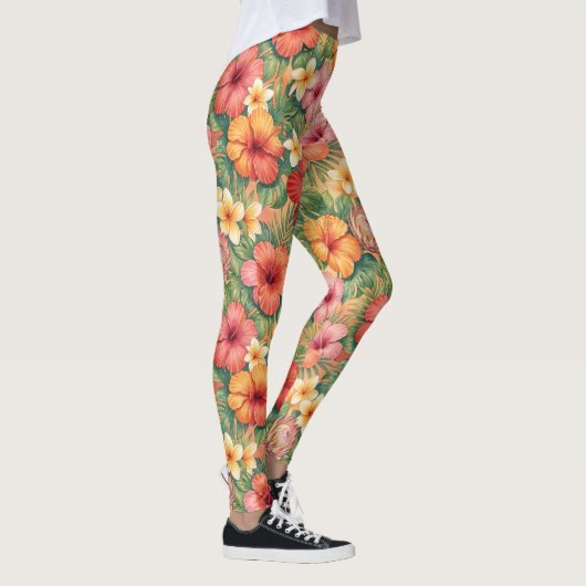 Hawaii aloha decorative flowers pattern leggings (Rechts)