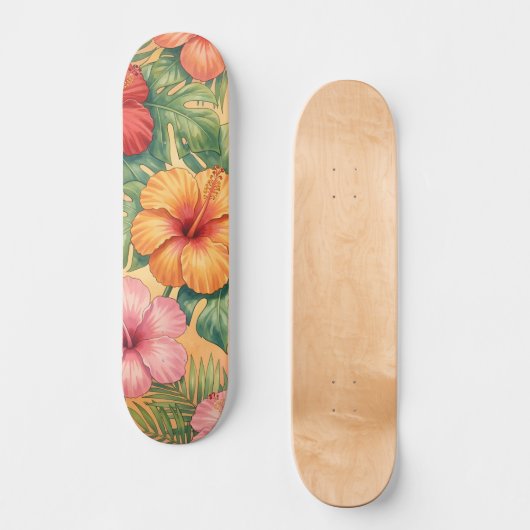 Hawaii aloha decorative flowers pattern skateboard (Vorderseite)
