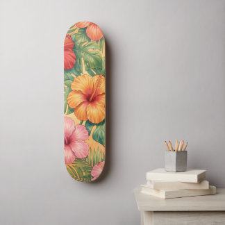 Hawaii aloha decorative flowers pattern skateboard