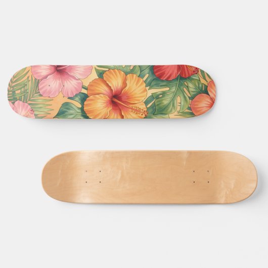 Hawaii aloha decorative flowers pattern skateboard (Horizontal)