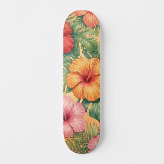 Hawaii aloha decorative flowers pattern skateboard (Vorderseite)