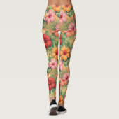 Hawaii Aloha Dekorative Blumen Muster Leggings (Rückseite)