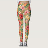 Hawaii Aloha Dekorative Blumen Muster Leggings (Vorderseite)