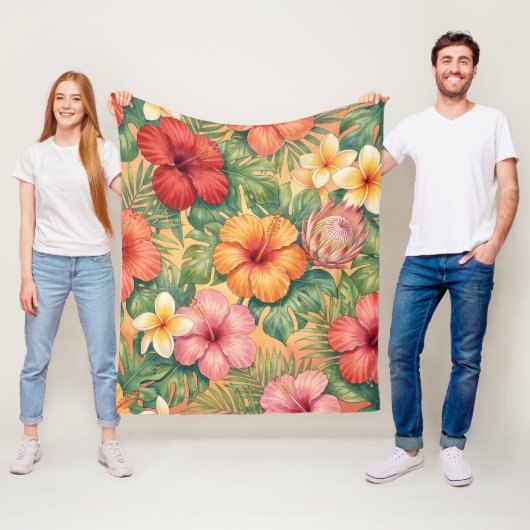 Hawaii Aloha-Dekorblumenmuster Fleecedecke (Beispiel)