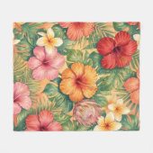 Hawaii Aloha-Dekorblumenmuster Fleecedecke (Vorderseite (Horizontal))