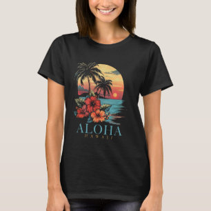 Hawaii Aloha Hawaiian Hibiskus Surfer Souvenir Vin T-Shirt
