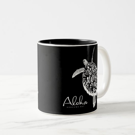 Hawaii Aloha Honu Turtle Zweifarbige Tasse (VorderseiteRechts)