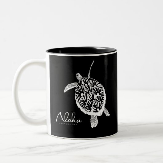 Hawaii Aloha Honu Turtle Zweifarbige Tasse (Links)