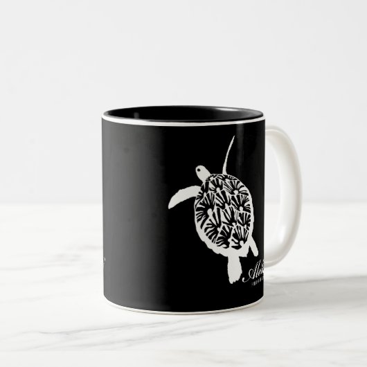 Hawaii Aloha Honu Turtle Zweifarbige Tasse (VorderseiteRechts)