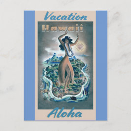 Hawaii Aloha Hula Dancer Vintage Travel Poster Postkarte