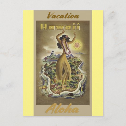 Hawaii Aloha Hula Dancer Vintage Travel Poster Postkarte (Vorderseite)