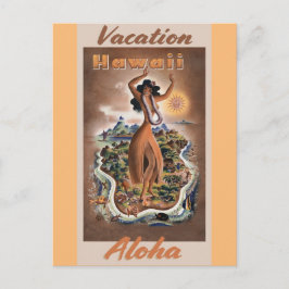 Hawaii Aloha Hula Dancer Vintage Travel Postkarte