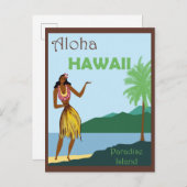 Hawaii Aloha Hula Dancer Vintage Travel Postkarte (Vorne/Hinten)