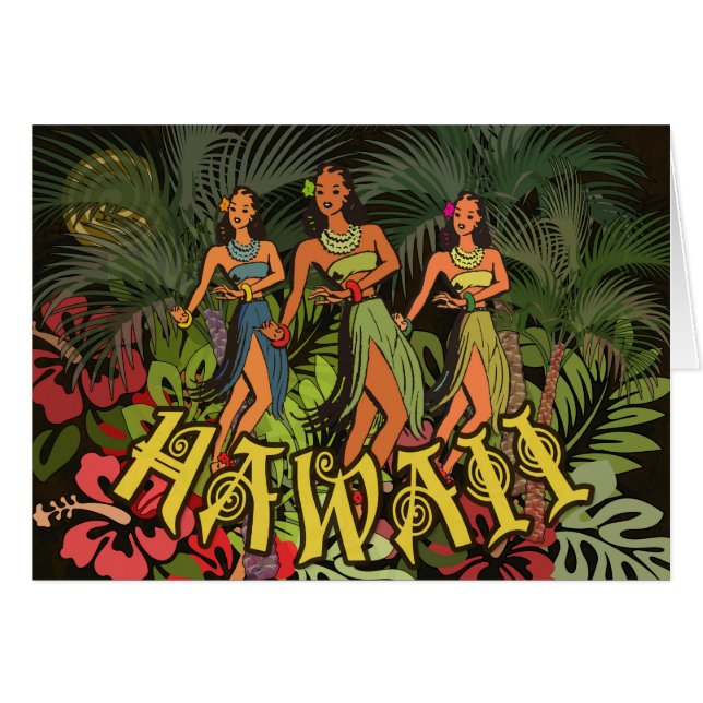Hawaii Aloha Palm Hula Art Design (Vorderseite (Horizontal))