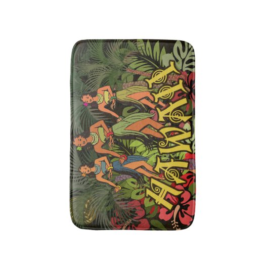 Hawaii Aloha Palm Hula Art Design Badematte (Vorderseite Vertikal)