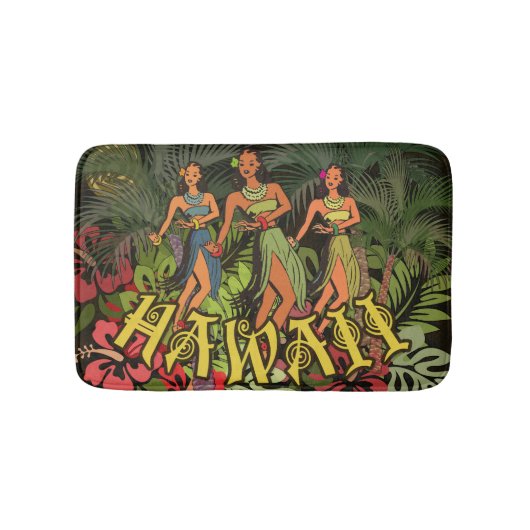 Hawaii Aloha Palm Hula Art Design Badematte (Vorderseite)