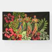Hawaii Aloha Palm Hula Art Design Banner (Horizontal)