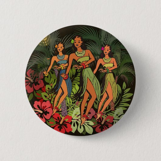 Hawaii Aloha Palm Hula Art Design Button (Vorderseite)