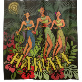 Hawaii Aloha Palm Hula Art Design Duschvorhang (Vorderseite)