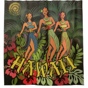 Hawaii Aloha Palm Hula Art Design Duschvorhang