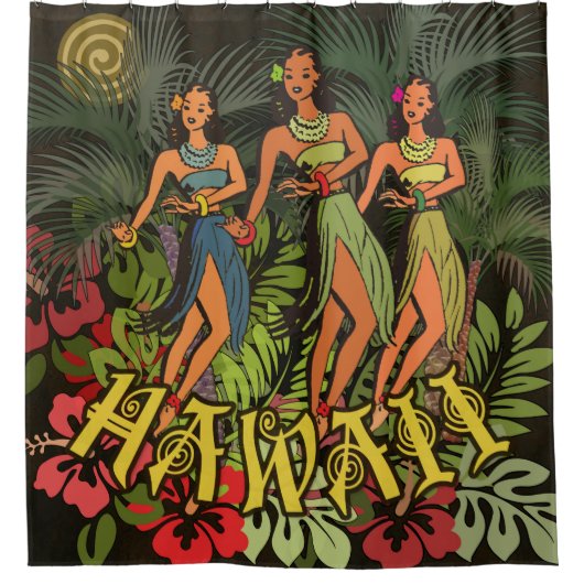 Hawaii Aloha Palm Hula Art Design Duschvorhang (Vorderseite)