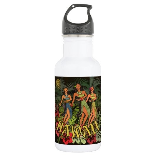 Hawaii Aloha Palm Hula Art Design Edelstahlflasche (Vorderseite)