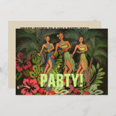 Hawaii Aloha Palm Hula Art Design Einladung (Vorne/Hinten)