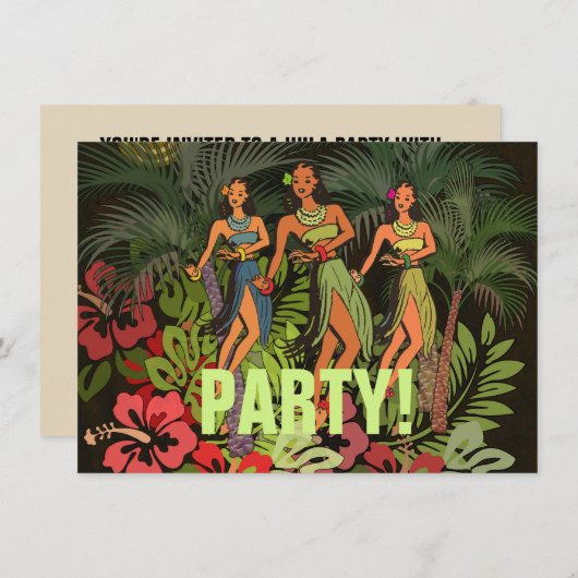 Hawaii Aloha Palm Hula Art Design Einladung (Vorne/Hinten)