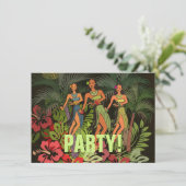 Hawaii Aloha Palm Hula Art Design Einladung (Stehend Vorderseite)