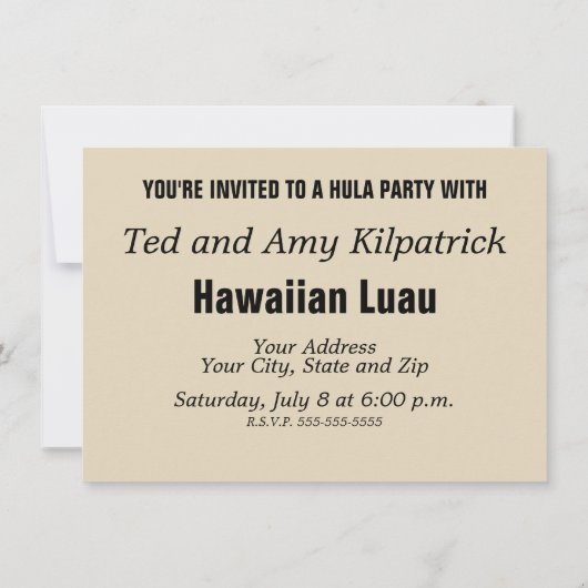 Hawaii Aloha Palm Hula Art Design Einladung (Rückseite)