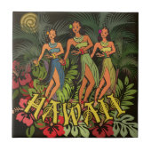 Hawaii Aloha Palm Hula Art Design Fliese (Vorderseite)
