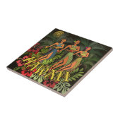 Hawaii Aloha Palm Hula Art Design Fliese (Seite)