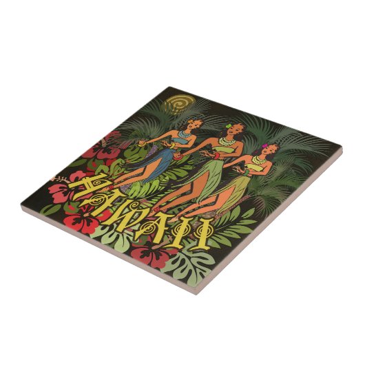 Hawaii Aloha Palm Hula Art Design Fliese (Seite)