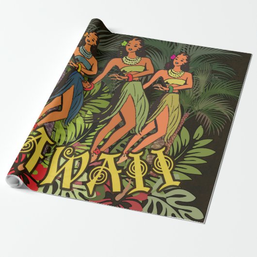 Hawaii Aloha Palm Hula Art Design Geschenkpapier (Ungerollt)