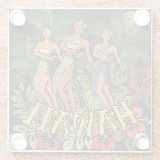 Hawaii Aloha Palm Hula Art Design Glasuntersetzer (Rückseite)
