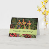 Hawaii Aloha Palm Hula Art Design Karte (Gelbe Blume)