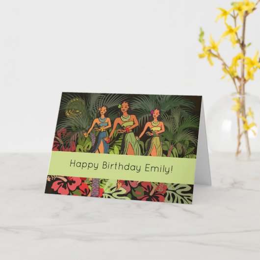 Hawaii Aloha Palm Hula Art Design Karte (Gelbe Blume)