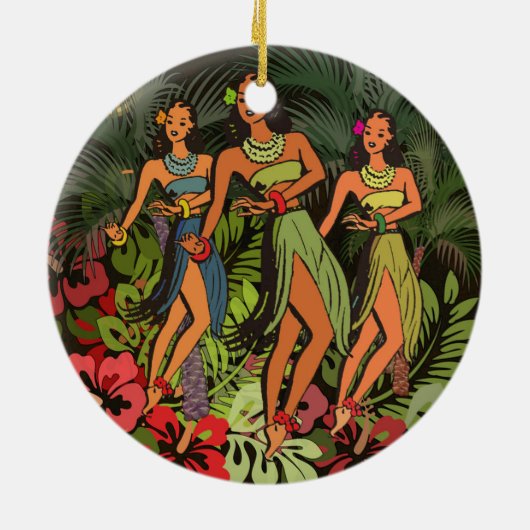 Hawaii Aloha Palm Hula Art Design Keramikornament (Hinten)