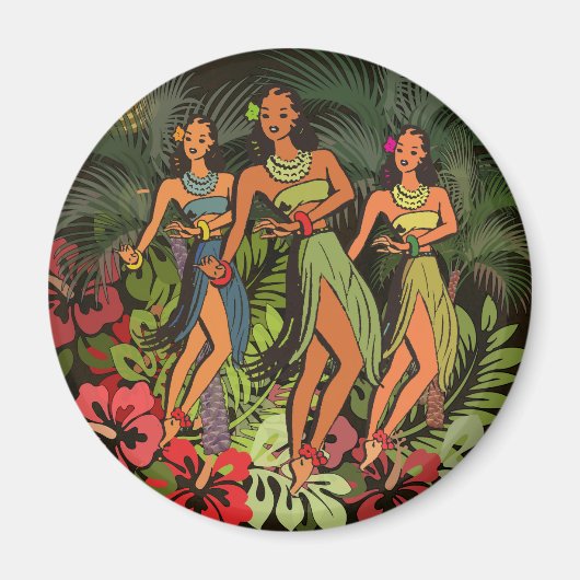 Hawaii Aloha Palm Hula Art Design Magnet (Vorne)