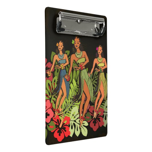 Hawaii Aloha Palm Hula Art Design Mini Klemmbrett (Schrägansicht)