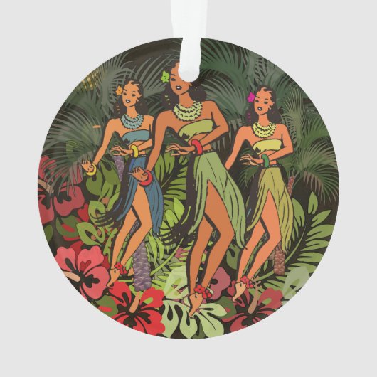 Hawaii Aloha Palm Hula Art Design Ornament (Rückseite)