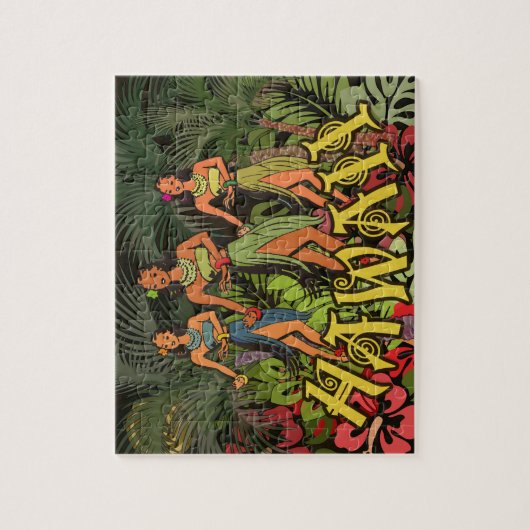 Hawaii Aloha Palm Hula Art Design Puzzle (Vertikal)