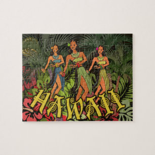 Hawaii Aloha Palm Hula Art Design Puzzle