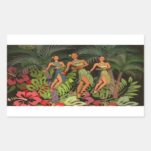 Hawaii Aloha Palm Hula Art Design Rechteckiger Aufkleber