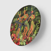 Hawaii Aloha Palm Hula Art Design Runde Wanduhr (Winkel)