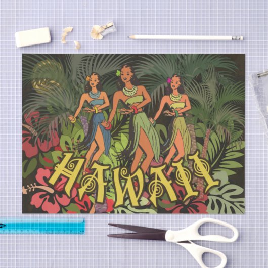 Hawaii Aloha Palm Hula Art Design Seidenpapier (Handwerk)