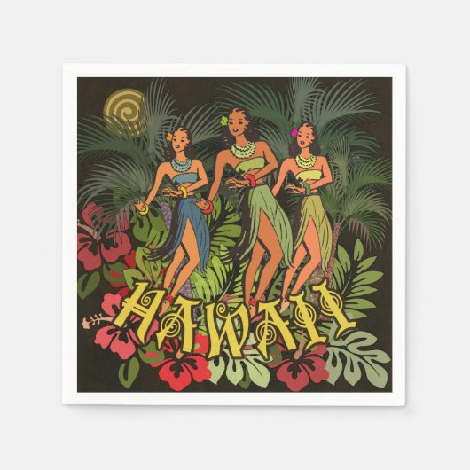 Hawaii Aloha Palm Hula Art Design Serviette (Vorderseite)
