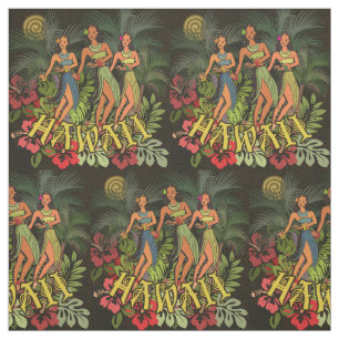 Hawaii Aloha Palm Hula Art Design Stoff
