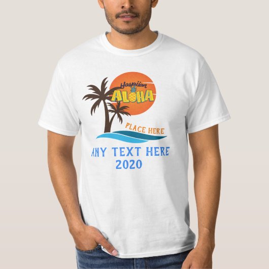 Hawaii Aloha Palm Tree Beach T-Shirt (Vorderseite)